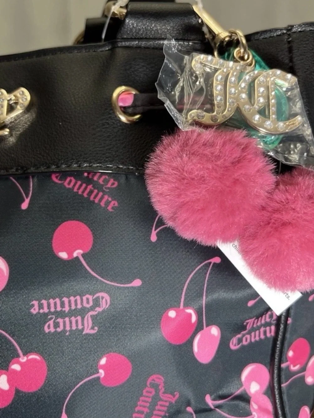 Juicy Couture Black & Pink Cherry Tote Bag daydreamer